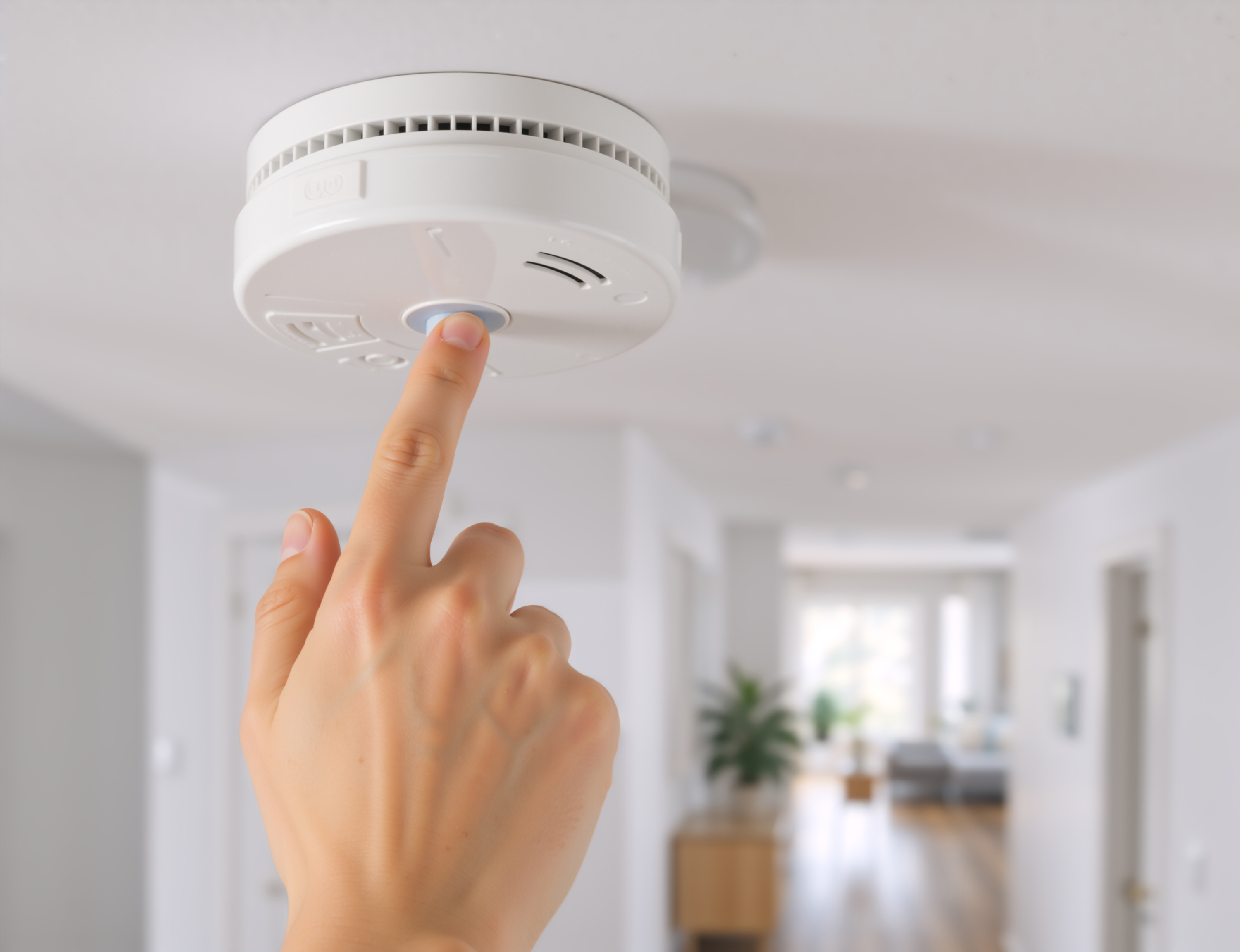 Person Testing Smoke Alarm